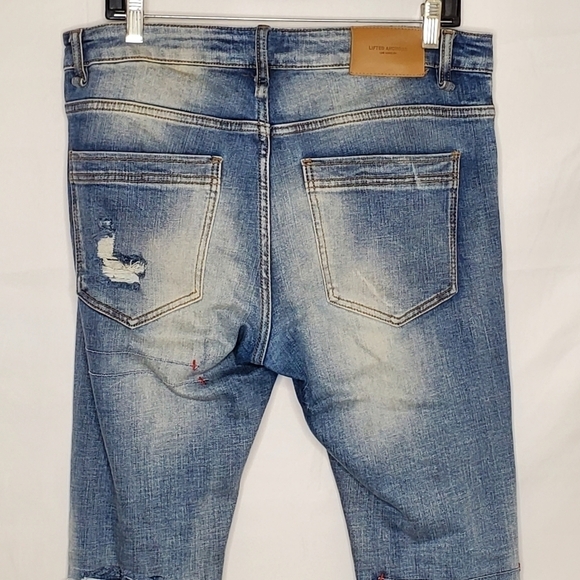Lifted Anchors Distressed Men's Jeans Size 32 Faded Patched Denim Grunge Rare - Picture 3 of 14